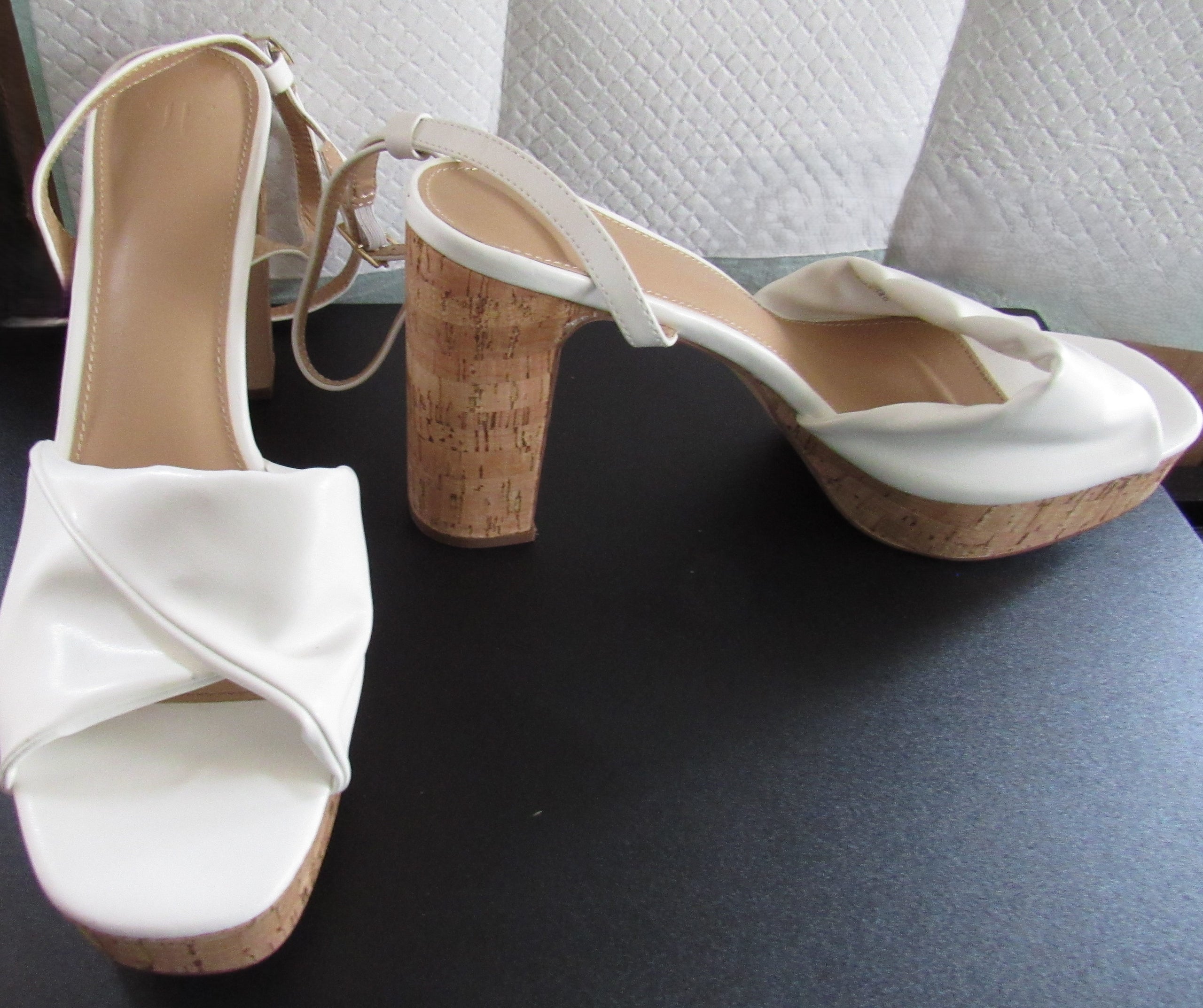 Just Fab White Leather Heels with Straps Classy Sassy